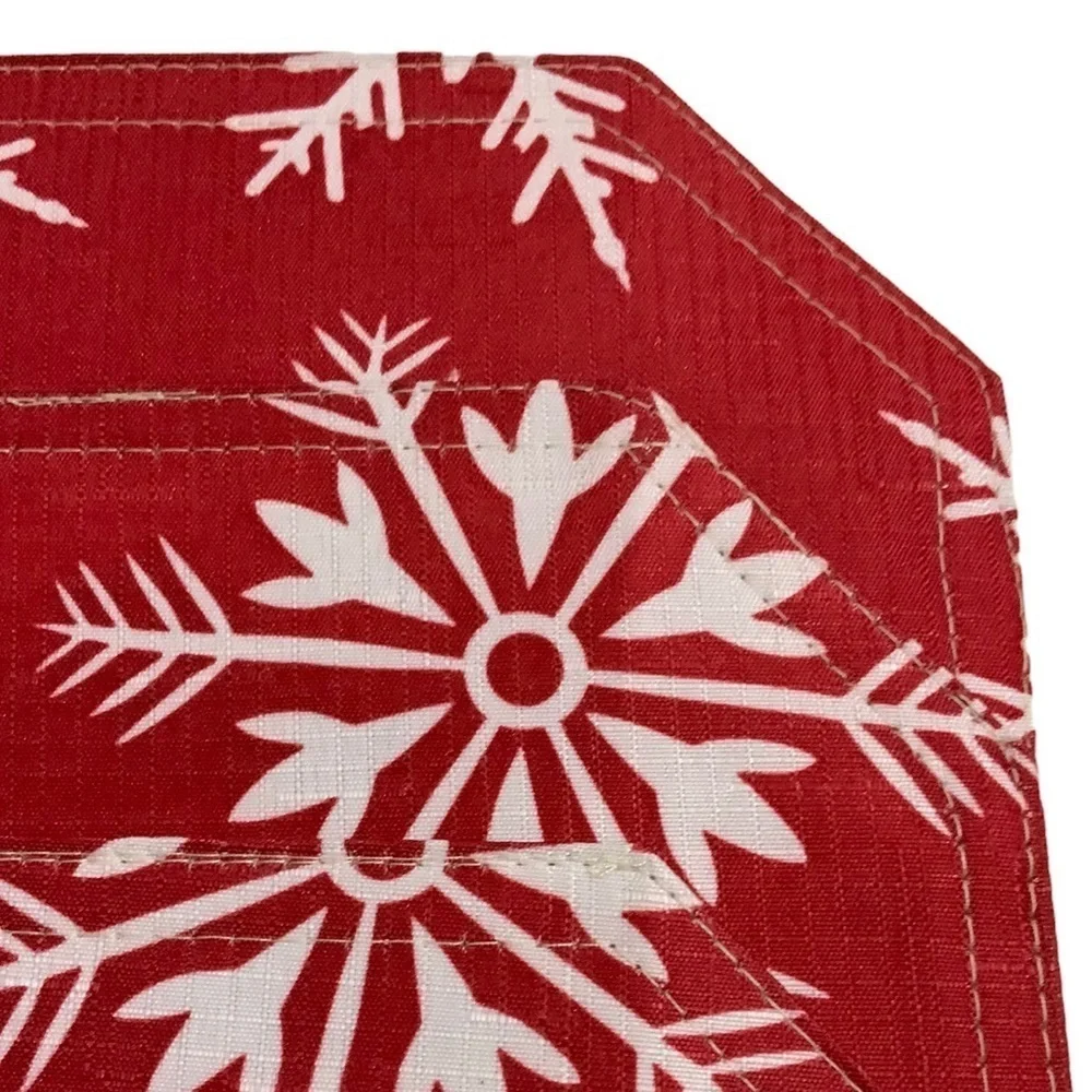 Placemats Fabric Reversible Linen Print Holiday Christmas Snowflake Red White